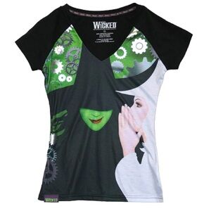 Wicked Broadway Womens V Neck Medium Shirt Metallic Accents Merch Kins of Oz XL